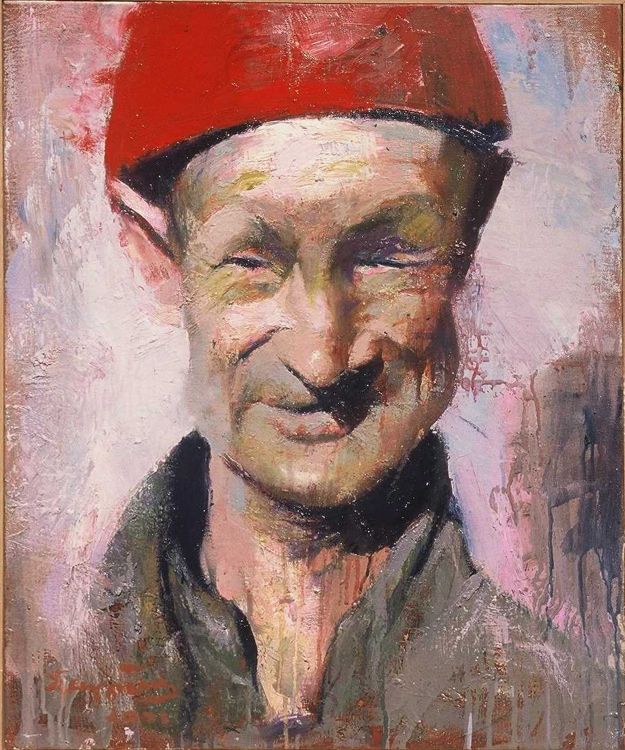 THE CHINESE WITH THE FED HELMET 60X50 2002